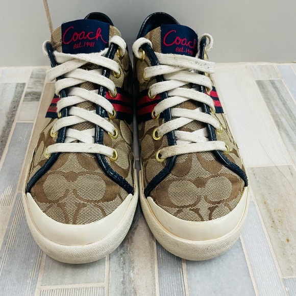 Coach sneakers classic Folly signature logo size womwens 6.5 canvas shoes - Picture 5 of 14